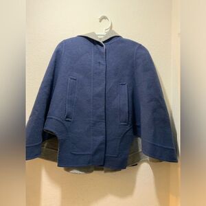 NWOT Hadleigh's cape poncho Grey  blue 100% Cashmere hoodie  M made in Italy H2